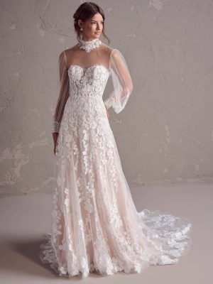 Maggie Sottero Demetria A Line Beach wedding gowns for destination weddings