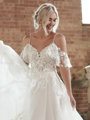 Maggie Sottero Pia A line Bespoke wedding dresses worldwide